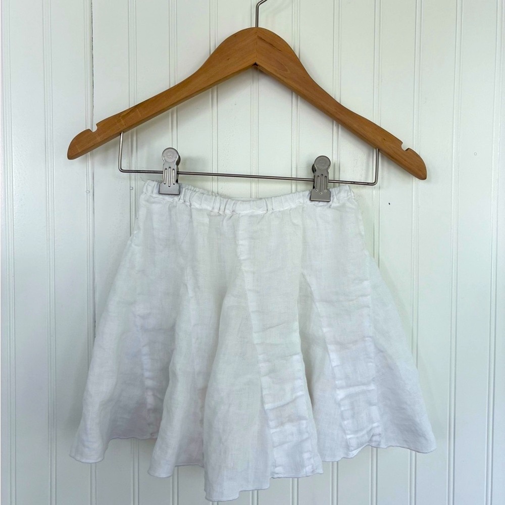 CP Shades Kids White Linen Mini Skater Skirt Size 8